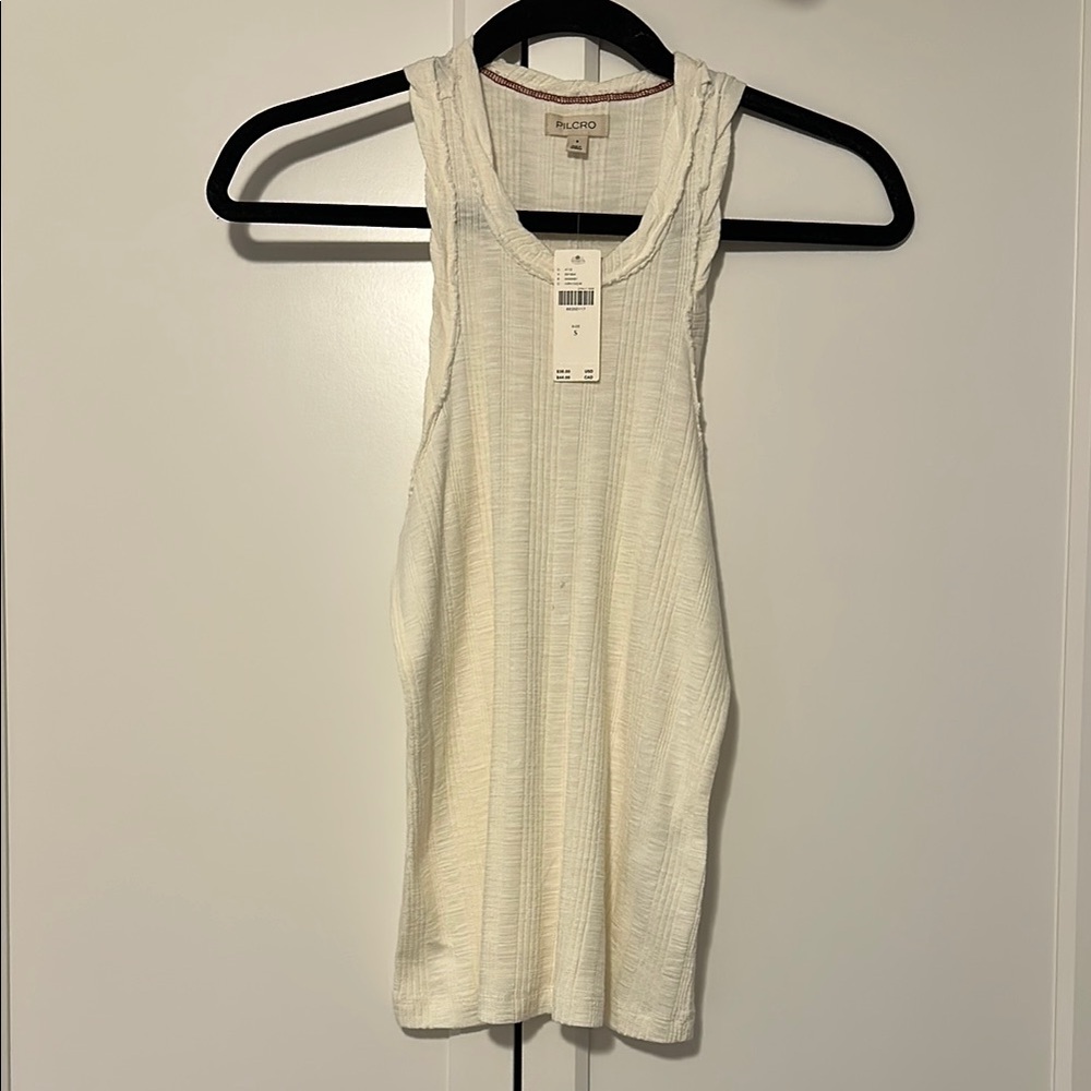 PILCRO Ivory Ribbed Tank